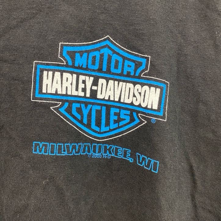 00s　HARLEY DAVIDSON　ハーレーダビッドソン　半袖プリントTシャツ　黒　ブラック　XLサイズ