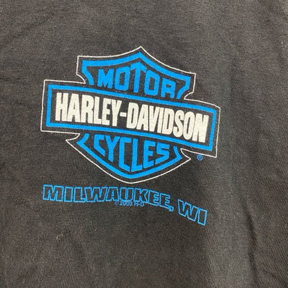 00s　HARLEY DAVIDSON　ハーレーダビッドソン　半袖プリントTシャツ　黒　ブラック　XLサイズ