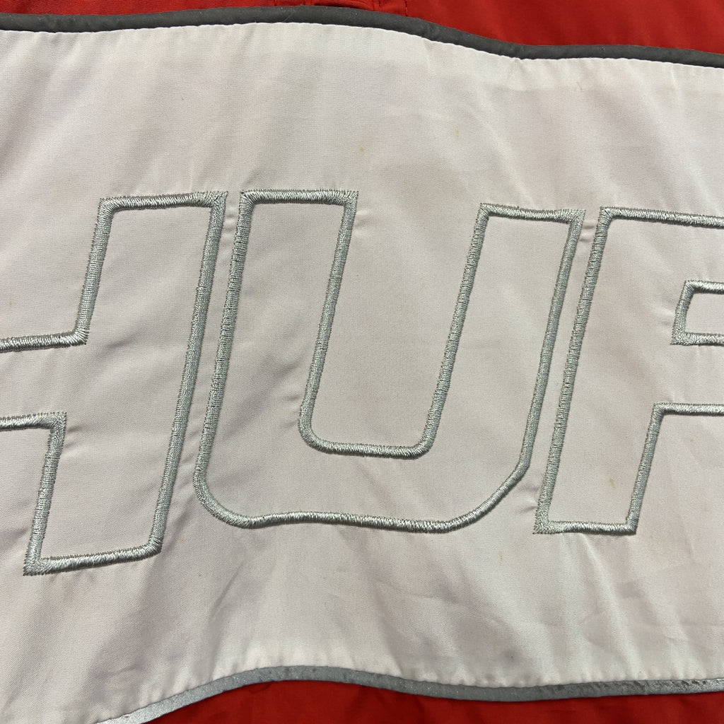 HUF　ハフ　ハーフジッププルオーバージャケット　デカロゴ　赤　レッド　Lサイズ　古着