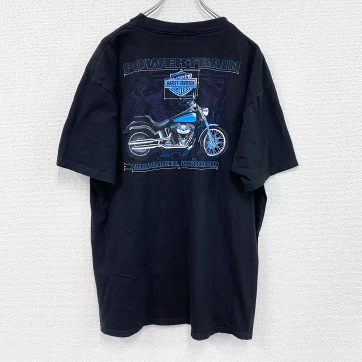 00s　HARLEY DAVIDSON　ハーレーダビッドソン　半袖プリントTシャツ　黒　ブラック　XLサイズ