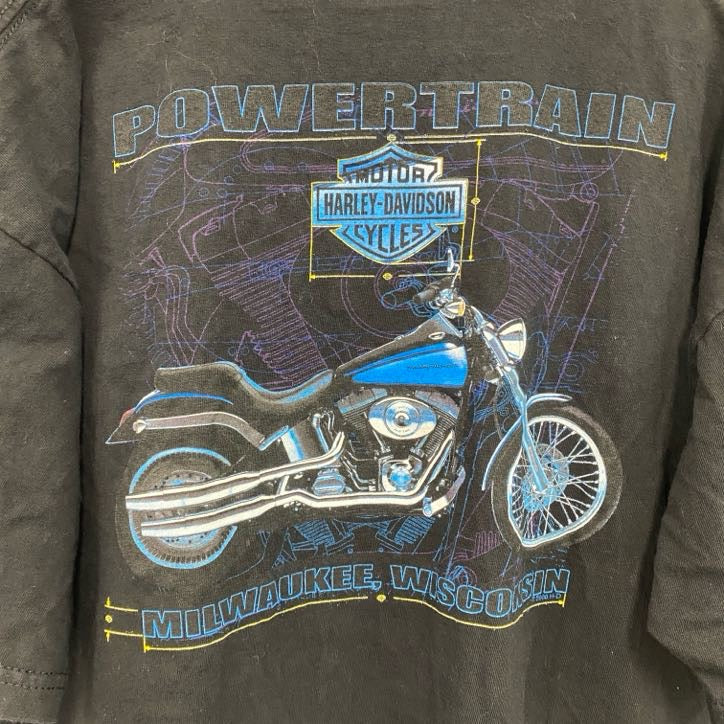 00s　HARLEY DAVIDSON　ハーレーダビッドソン　半袖プリントTシャツ　黒　ブラック　XLサイズ