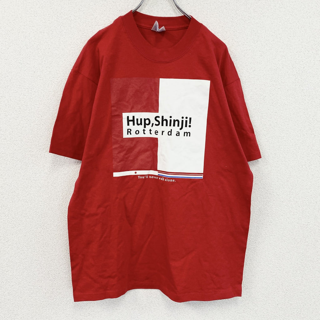 古着 used　～00s　GILDAN　小野伸二　浦和レッズ　フェイエノールト　半袖プリントTシャツ　赤　レッド　Lサイズ