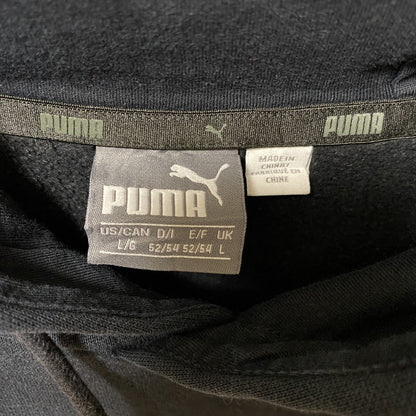 古着 used　puma プーマ　長袖ロゴプリントパーカー　フード付きトレーナー　黒　ブラック　秋冬服　Lサイズ