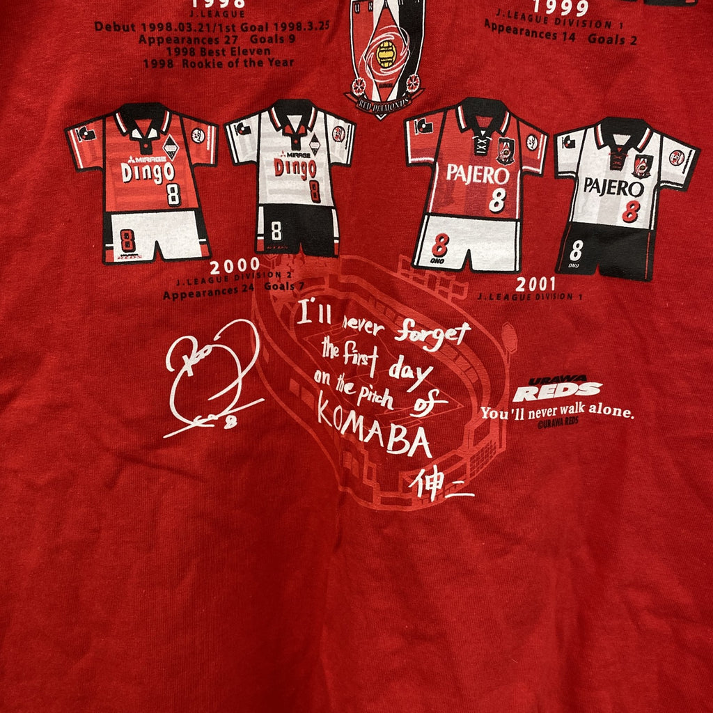 古着 used　～00s　GILDAN　小野伸二　浦和レッズ　フェイエノールト　半袖プリントTシャツ　赤　レッド　Lサイズ