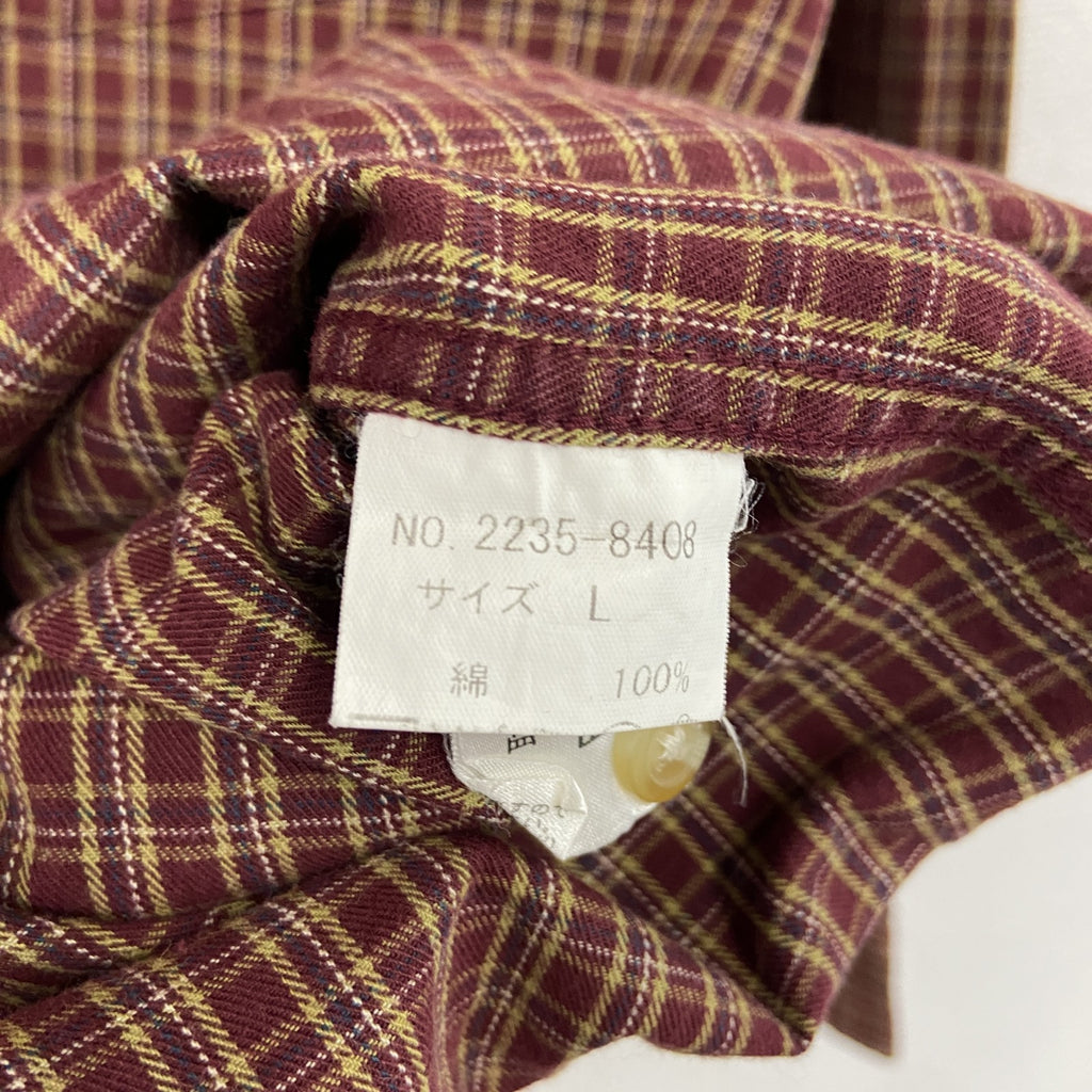 CHAPS　チャップス　Ralph Lauren　ラルフローレン　長袖ボタンダウンシャツ　チェック柄　赤茶色　Lサイズ　古着