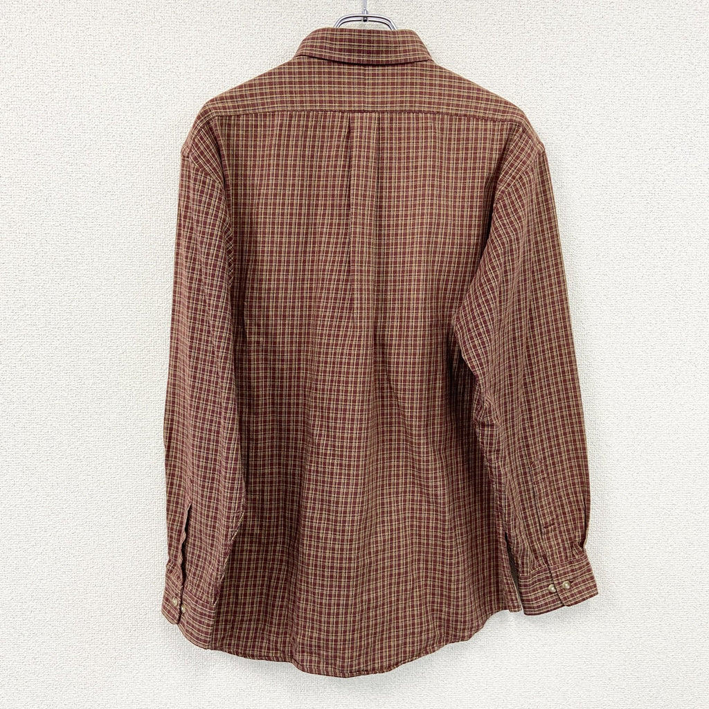 CHAPS　チャップス　Ralph Lauren　ラルフローレン　長袖ボタンダウンシャツ　チェック柄　赤茶色　Lサイズ　古着