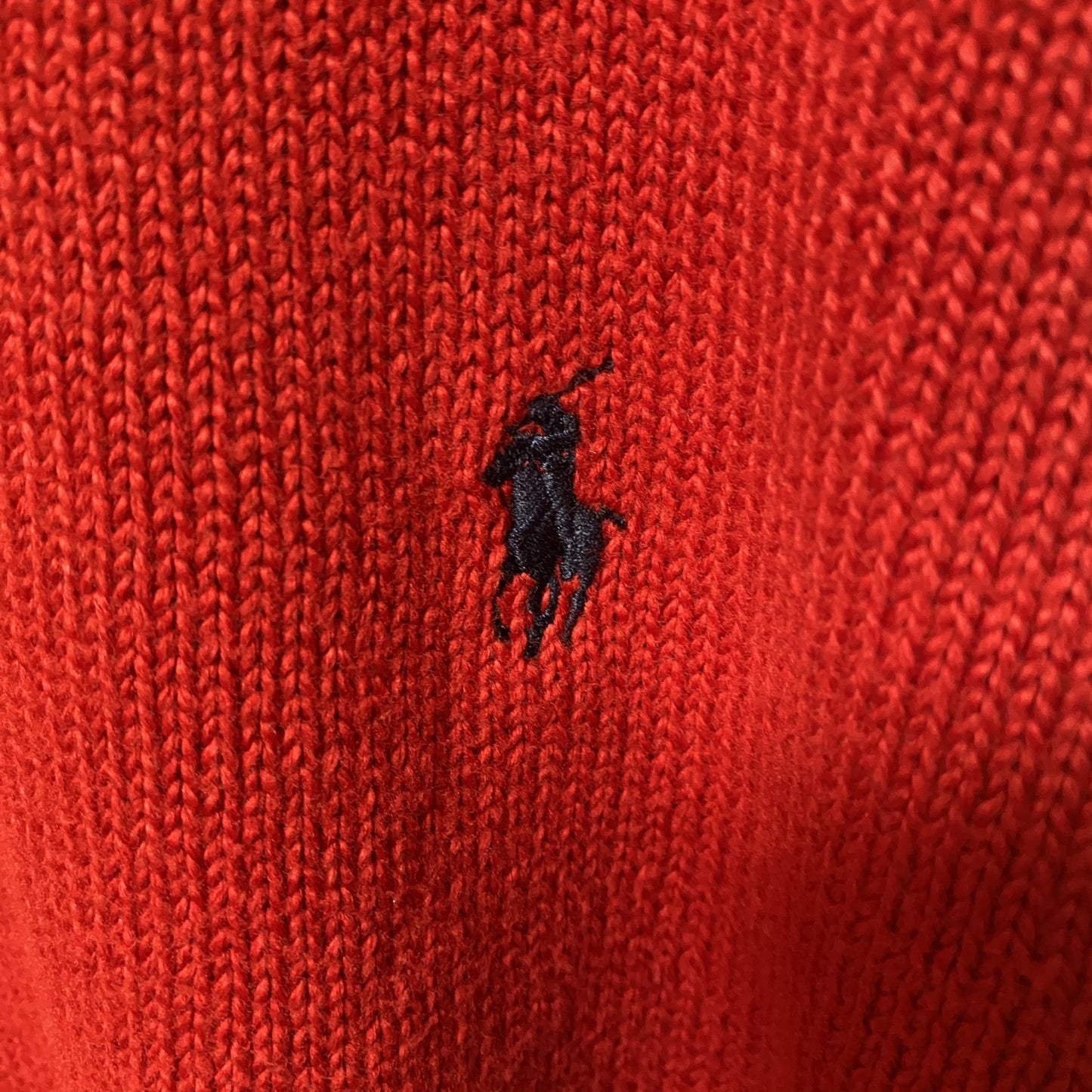 古着 used　PolobyRalphLauren　長袖クルーネックニット　セーター　ワンポイント刺繍　赤　秋冬服　Lサイズ