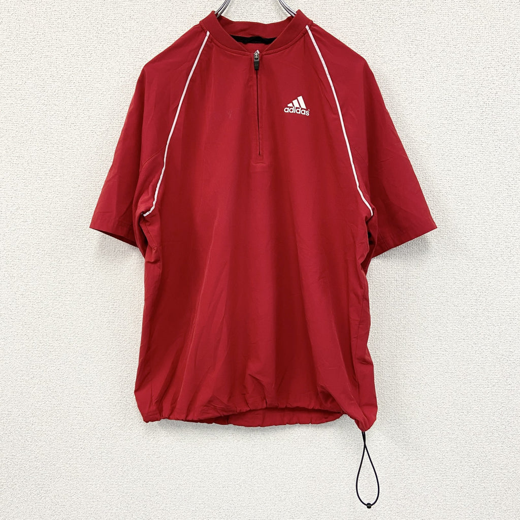 adidas　アディダス　ハーフジップナイロンジャケット　赤　レッド　Mサイズ　古着