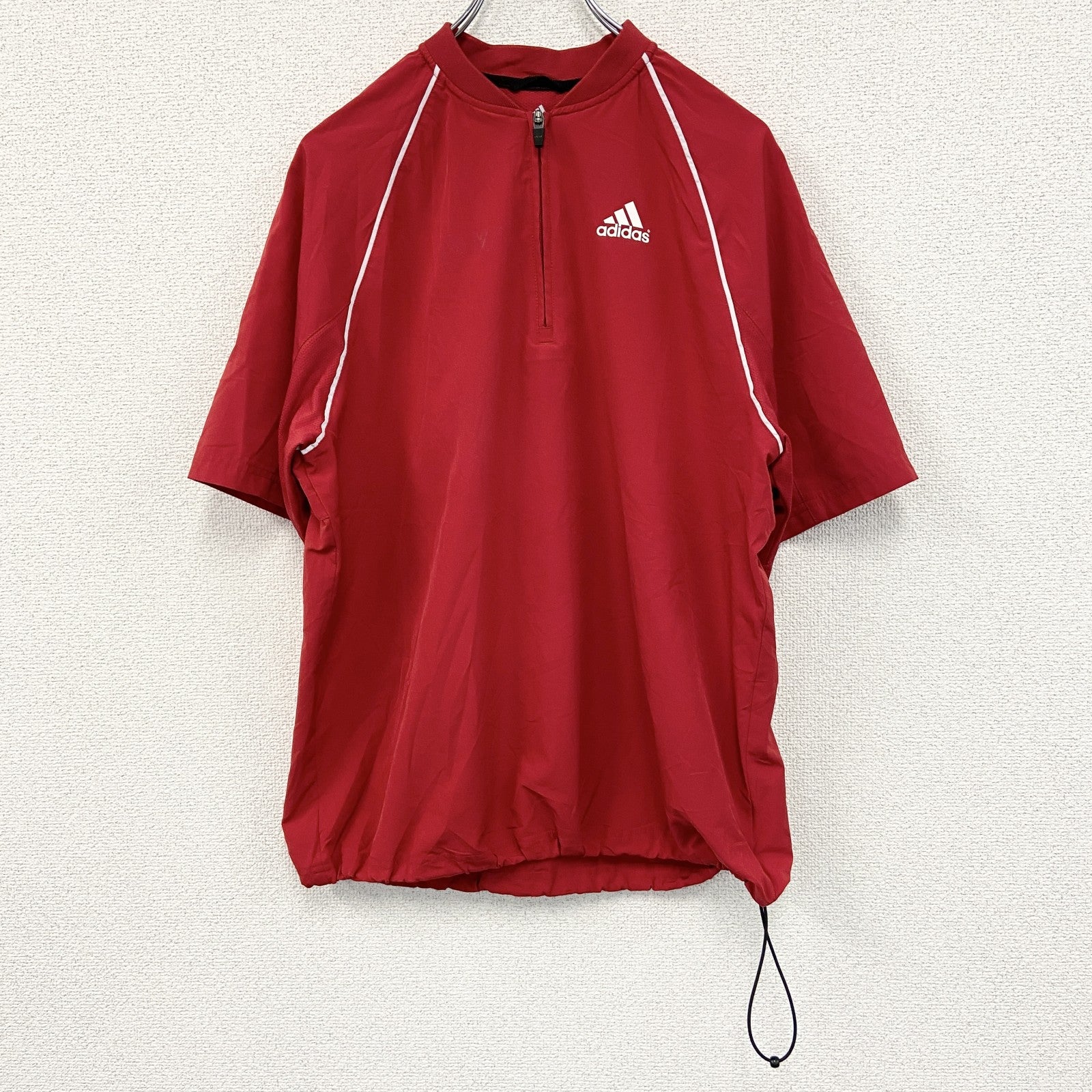 adidas　アディダス　ハーフジップナイロンジャケット　赤　レッド　Mサイズ　古着