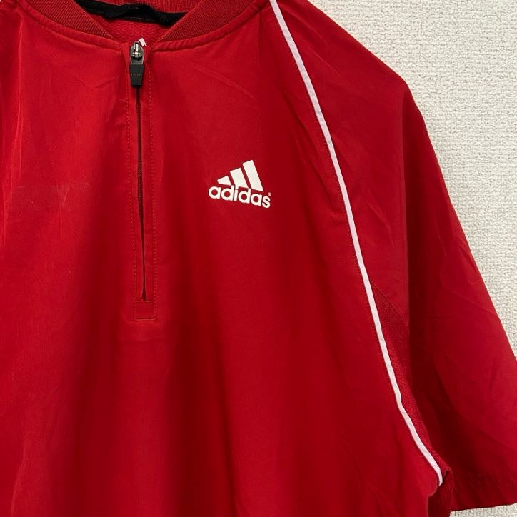 adidas　アディダス　ハーフジップナイロンジャケット　赤　レッド　Mサイズ　古着
