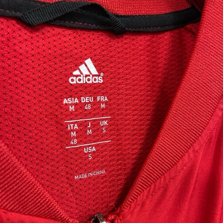 adidas　アディダス　ハーフジップナイロンジャケット　赤　レッド　Mサイズ　古着
