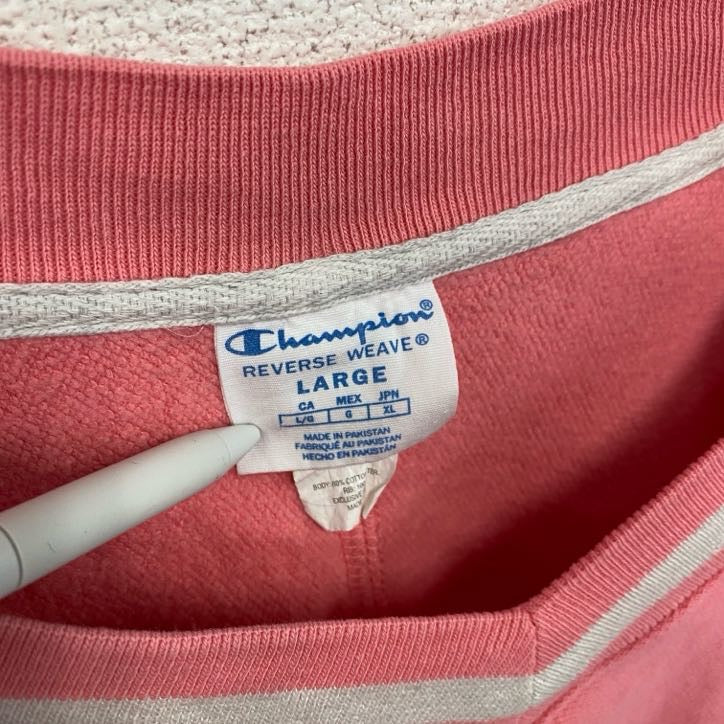 champion　チャンピオン　リバースウィーブ　スウェット/トレーナー　カレッジプリント　ピンク　Lサイズ　古着