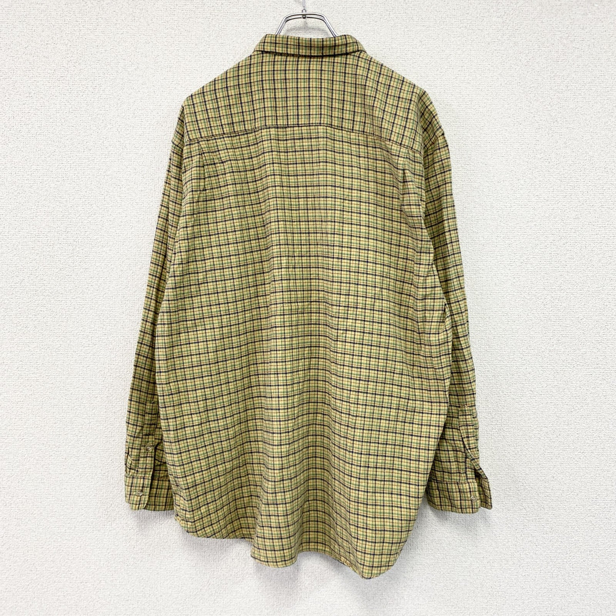 Papas　パパス　長袖シャツ　チェック柄　黄色　イエロー　Lサイズ　古着