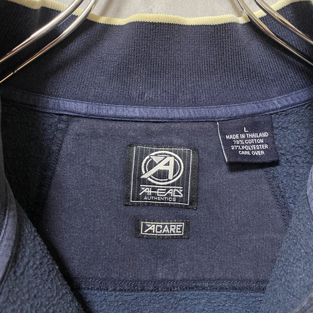 AHEAD　ハーフジップスウェット/トレーナー　フェード　ワンポイント　刺繍ロゴ　Mサイズ　古着