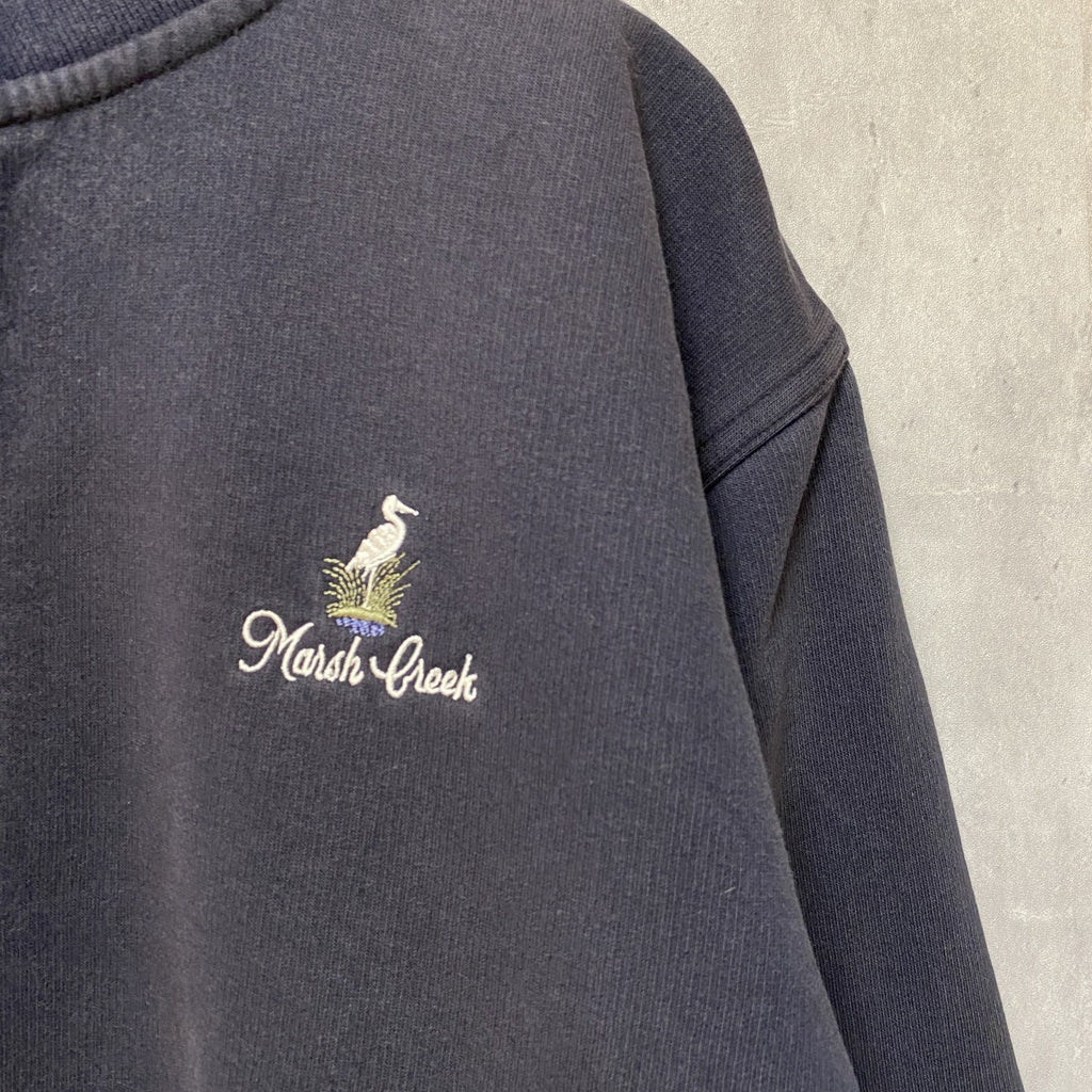 AHEAD　ハーフジップスウェット/トレーナー　フェード　ワンポイント　刺繍ロゴ　Mサイズ　古着