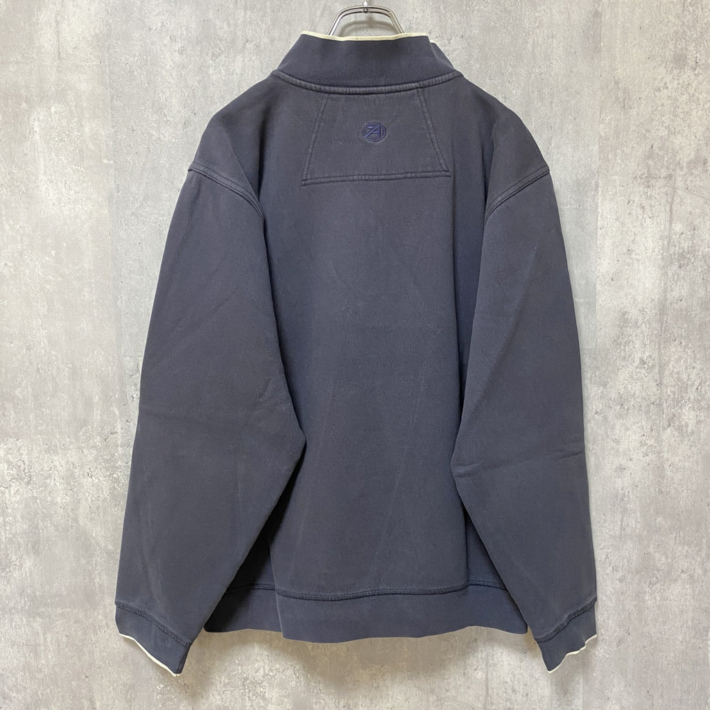 AHEAD　ハーフジップスウェット/トレーナー　フェード　ワンポイント　刺繍ロゴ　Mサイズ　古着
