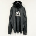 adidas　アディダス　プリントフーディ/スウェットパーカー　灰色　ダークグレー　XLサイズ　古着