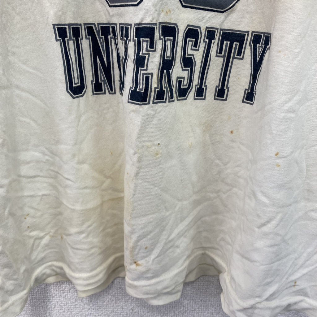 90s　U.S COLLEGE　半袖プリントTシャツ　カレッジロゴ　USA製　ヴィンテージ　シングルステッチ　白　ホワイト　Lサイズ　古着