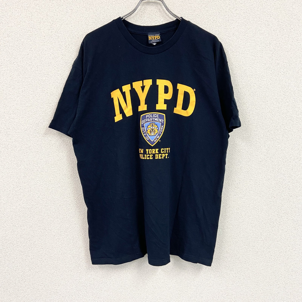 NYPD　ニューヨーク市警察　半袖プリントTシャツ　紺　ネイビー　XLサイズ　古着