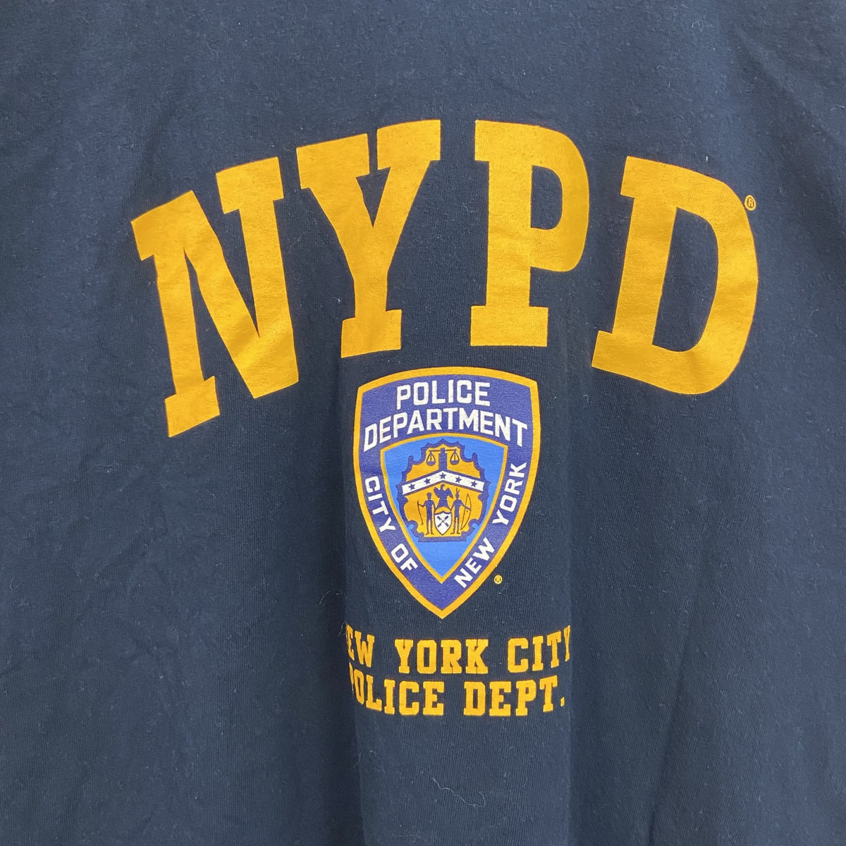 NYPD　ニューヨーク市警察　半袖プリントTシャツ　紺　ネイビー　XLサイズ　古着