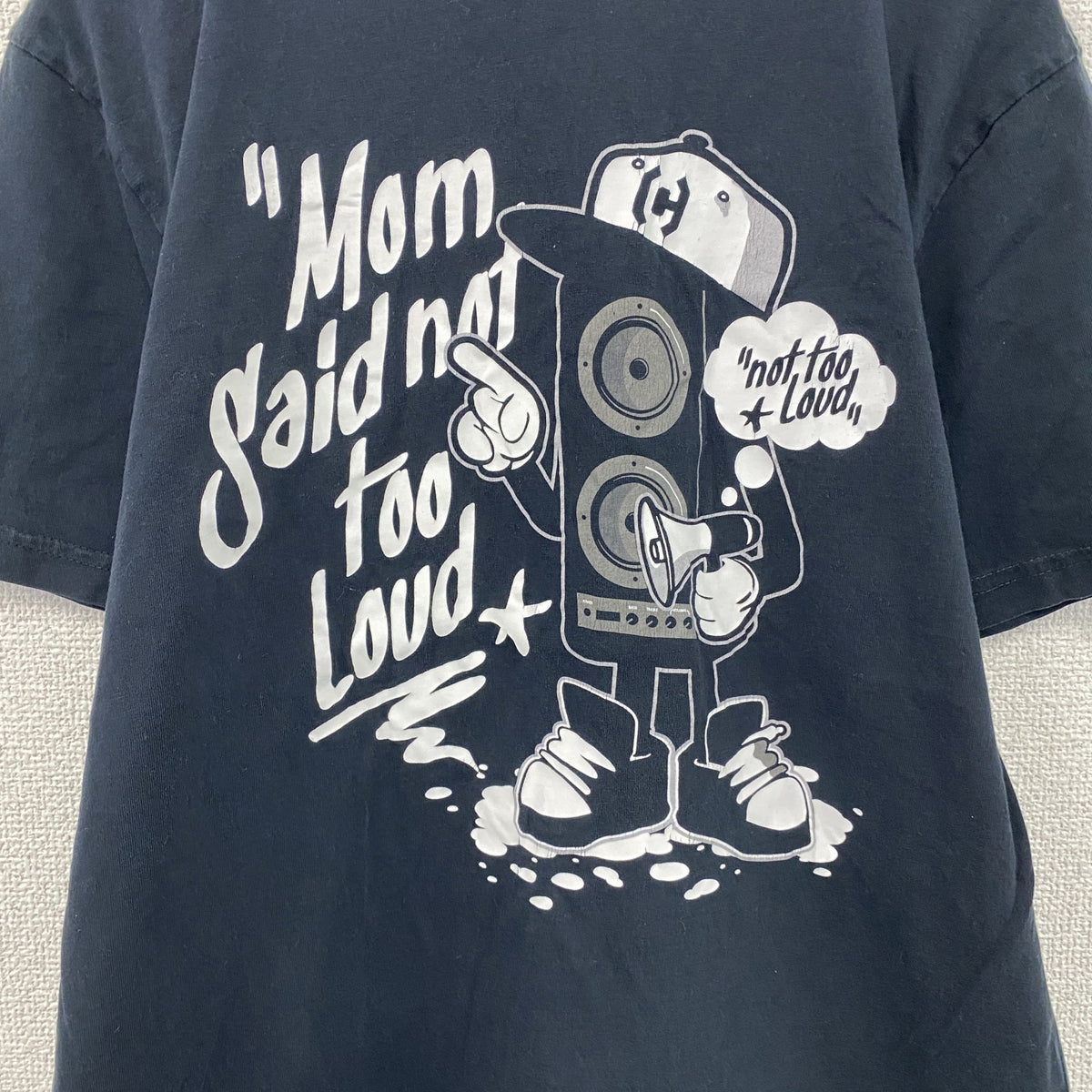 CROPP Design Unit　半袖プリントTシャツ　メッセージT　スピーカーボーイ　紺　ネイビー　Lサイズ　古着
