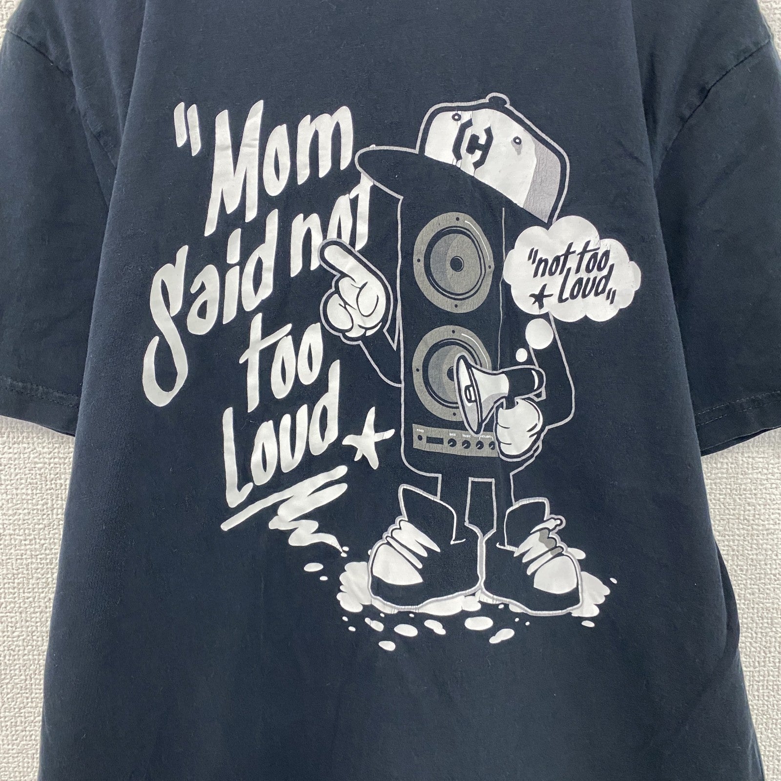 CROPP Design Unit　半袖プリントTシャツ　メッセージT　スピーカーボーイ　紺　ネイビー　Lサイズ　古着