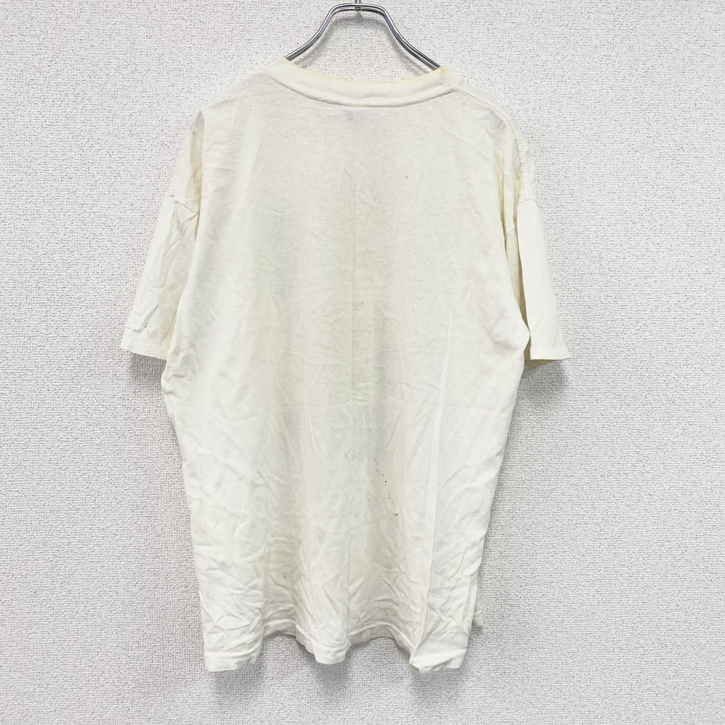 90s　U.S COLLEGE　半袖プリントTシャツ　カレッジロゴ　USA製　ヴィンテージ　シングルステッチ　白　ホワイト　Lサイズ　古着