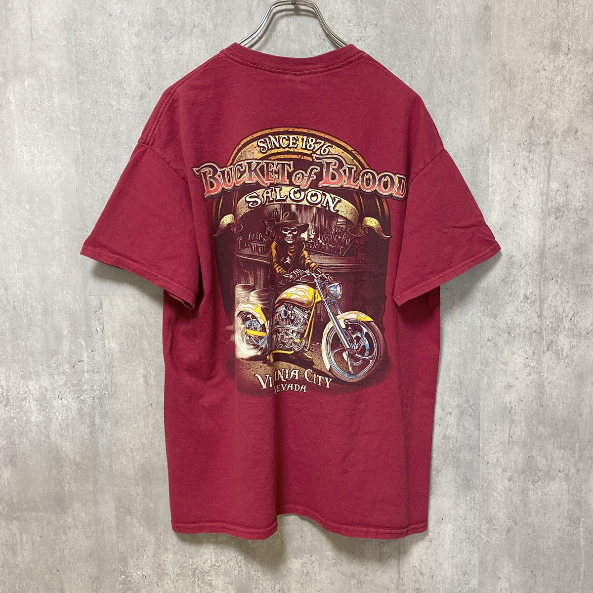 GILDAN　ギルダン　BUCKET of BLOOD　半袖プリントTシャツ　バックプリント　赤　レッド　Lサイズ　古着