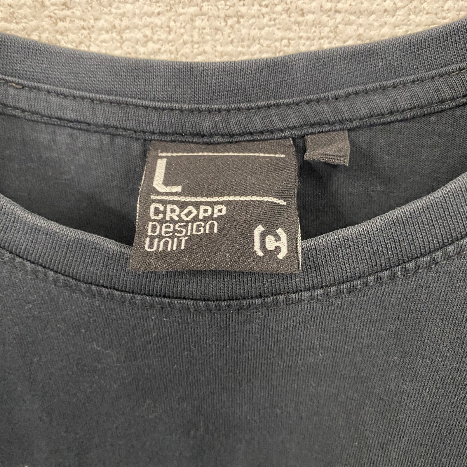 CROPP Design Unit　半袖プリントTシャツ　メッセージT　スピーカーボーイ　紺　ネイビー　Lサイズ　古着