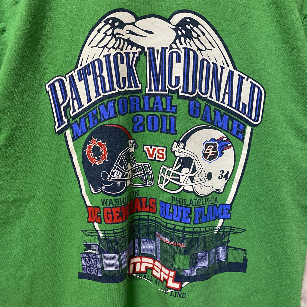 アメフト　PATRICK McDonald 2011　半袖プリントTシャツ　スポーツ　グリーン　レトロ　Mサイズ　古着