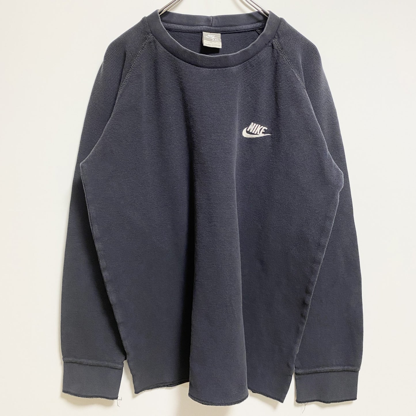 古着 used　00s　NIKE　ナイキ　長袖ワンポイント刺繍スウェット　トレーナー　グレー　ヴィンテージ　秋冬服　2XLサイズ