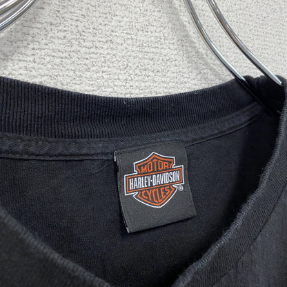HARLEY DAVIDSON　ハーレーダビッドソン　長袖プリントTシャツ　黒　ブラック　XLサイズ