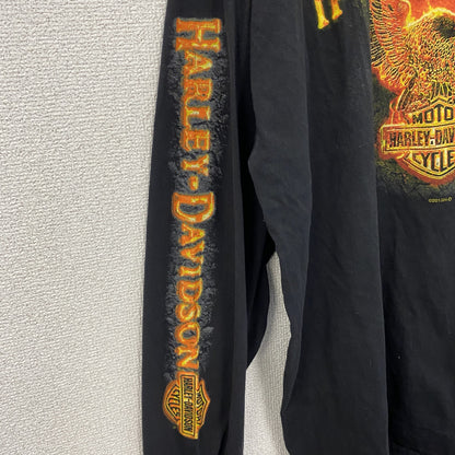 HARLEY DAVIDSON　ハーレーダビッドソン　長袖プリントTシャツ　黒　ブラック　XLサイズ