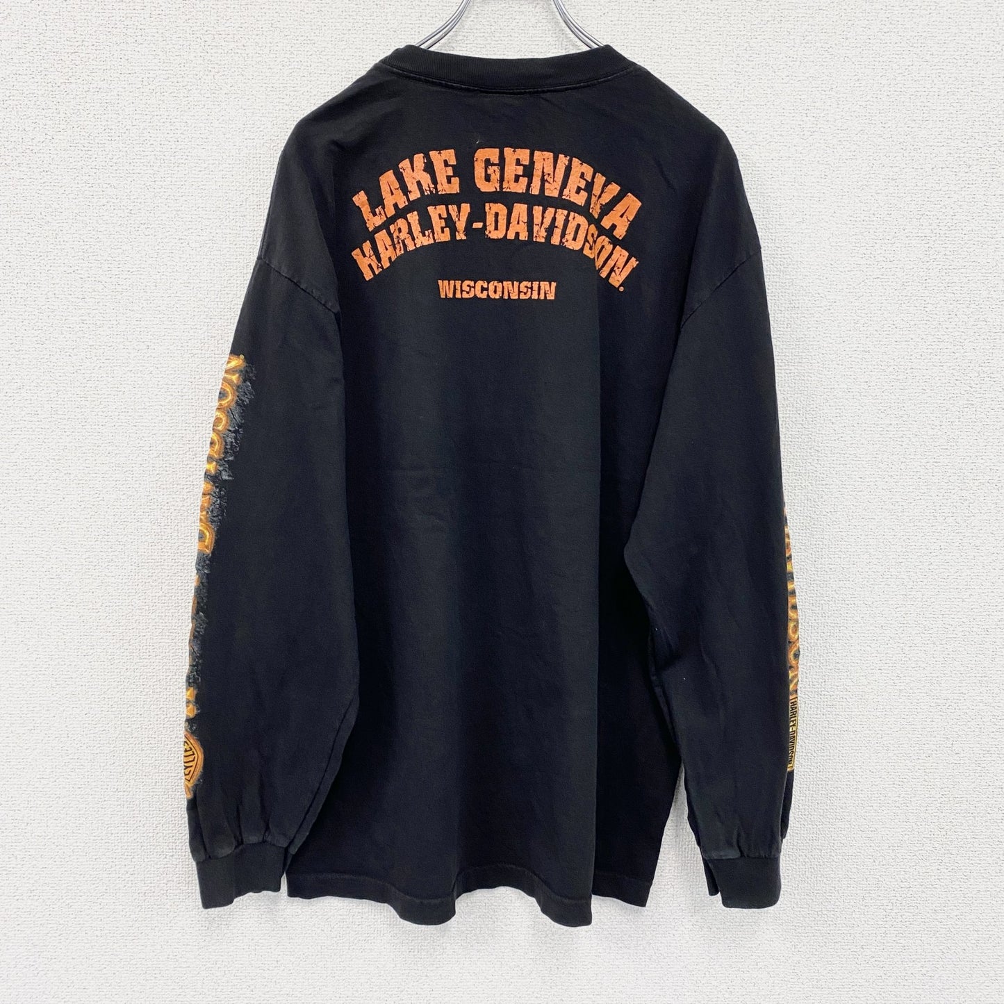 HARLEY DAVIDSON　ハーレーダビッドソン　長袖プリントTシャツ　黒　ブラック　XLサイズ