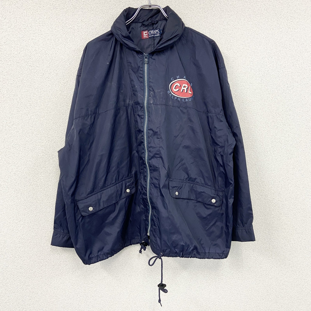 90s　CHAPS RALPH LAUREN　チャップスラルフローレン　フルジップナイロンジャケット　紺　ネイビー　Lサイズ　　ヴィンテージ　古着