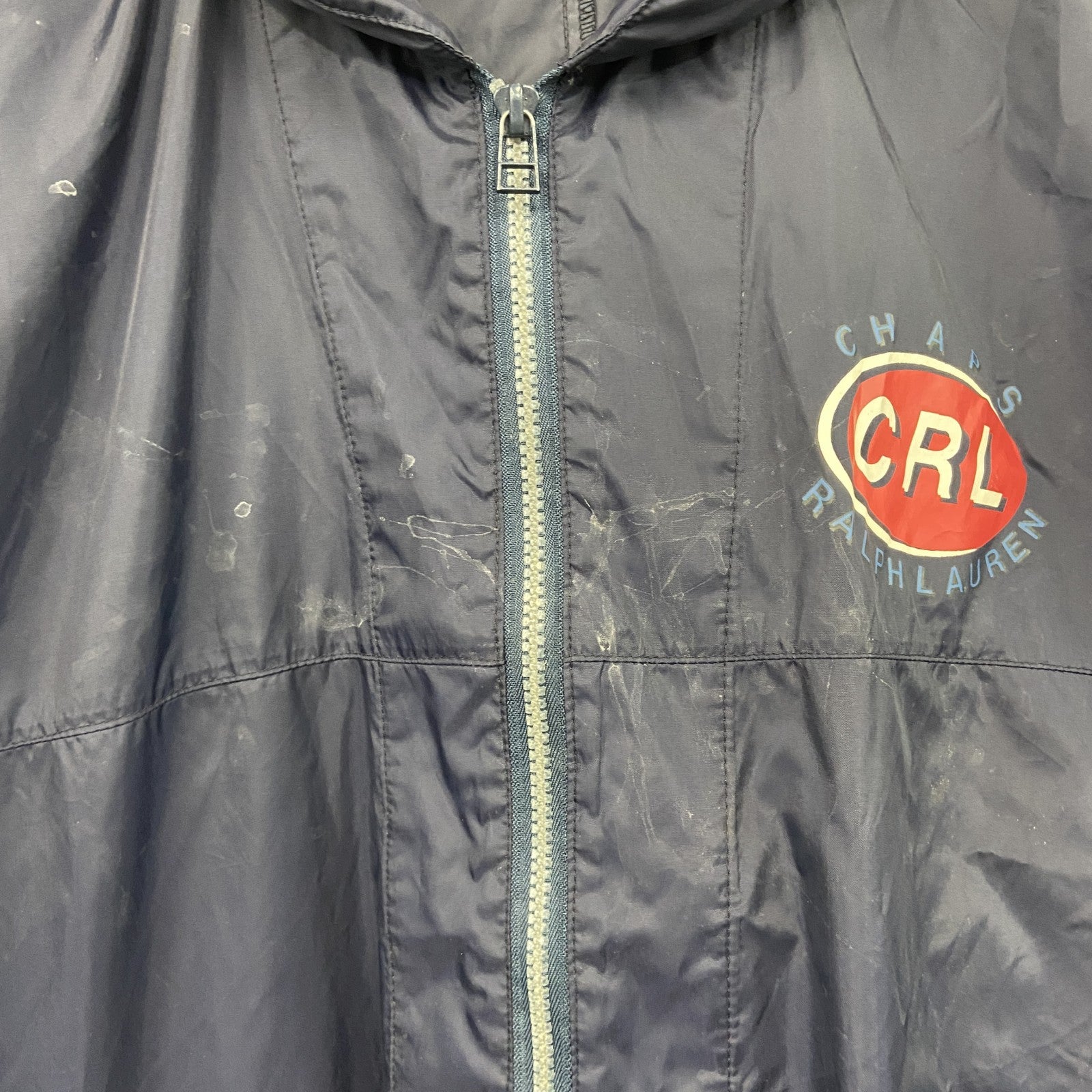 90s　CHAPS RALPH LAUREN　チャップスラルフローレン　フルジップナイロンジャケット　紺　ネイビー　Lサイズ　　ヴィンテージ　古着