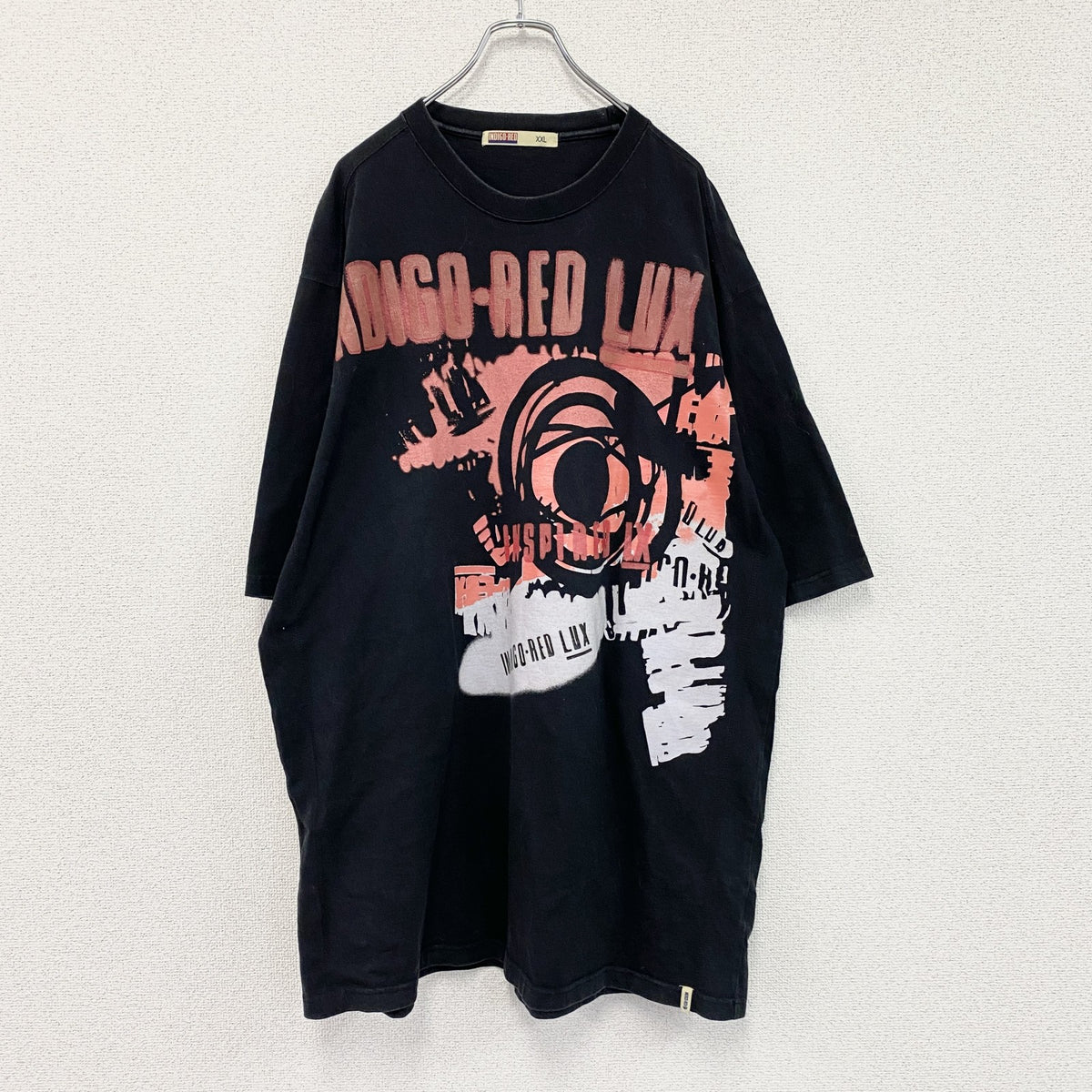 INDIGO-RED　インディゴレッド　半袖プリントＴシャツ　黒　ブラック　2XLサイズ Tシャツ カットソー メンズ 古着