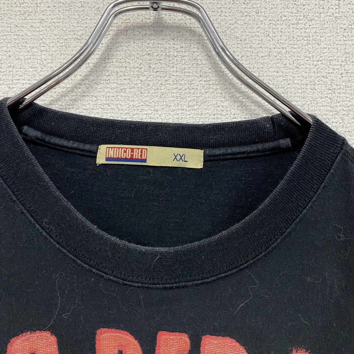 INDIGO-RED　インディゴレッド　半袖プリントＴシャツ　黒　ブラック　2XLサイズ Tシャツ カットソー メンズ 古着