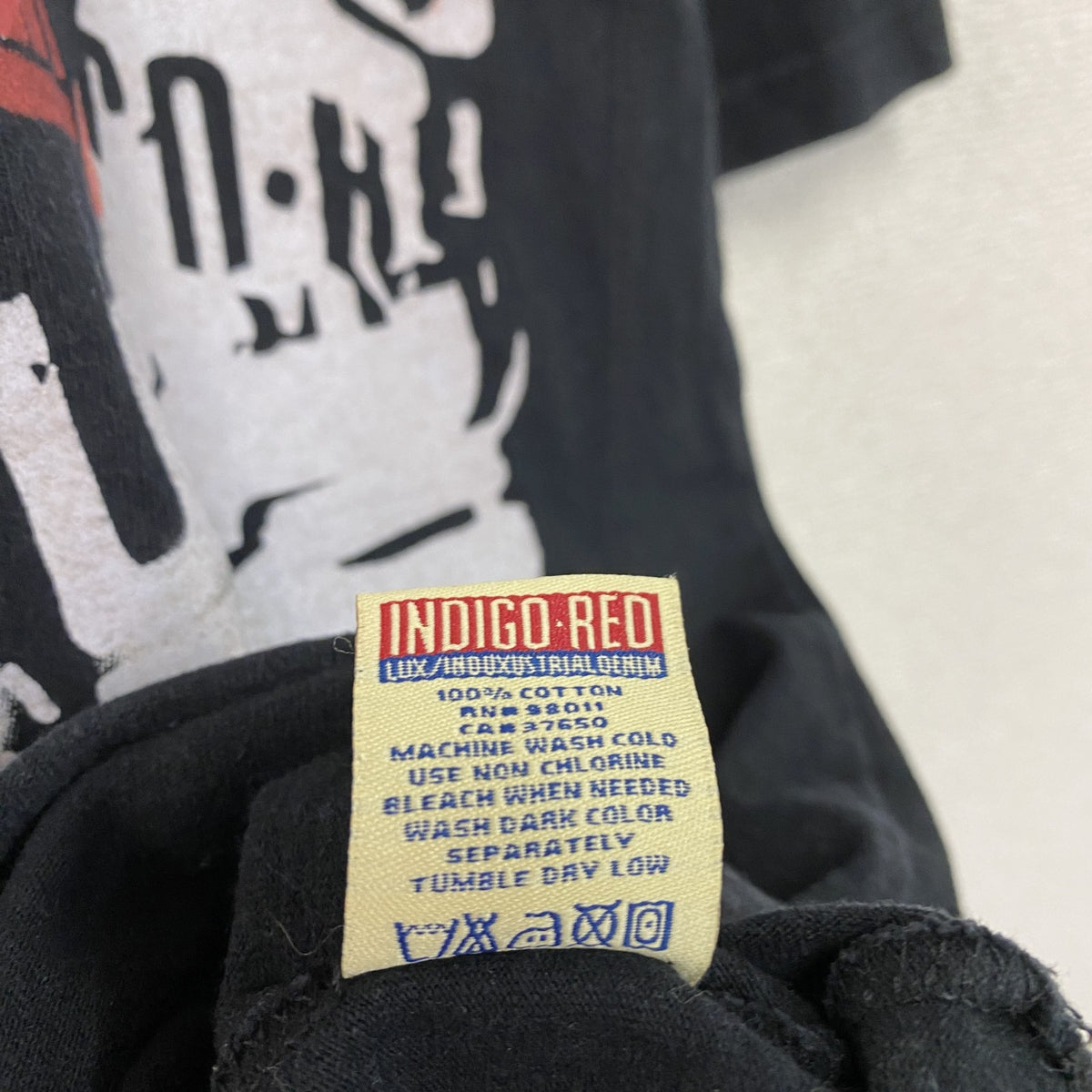 INDIGO-RED　インディゴレッド　半袖プリントＴシャツ　黒　ブラック　2XLサイズ Tシャツ カットソー メンズ 古着