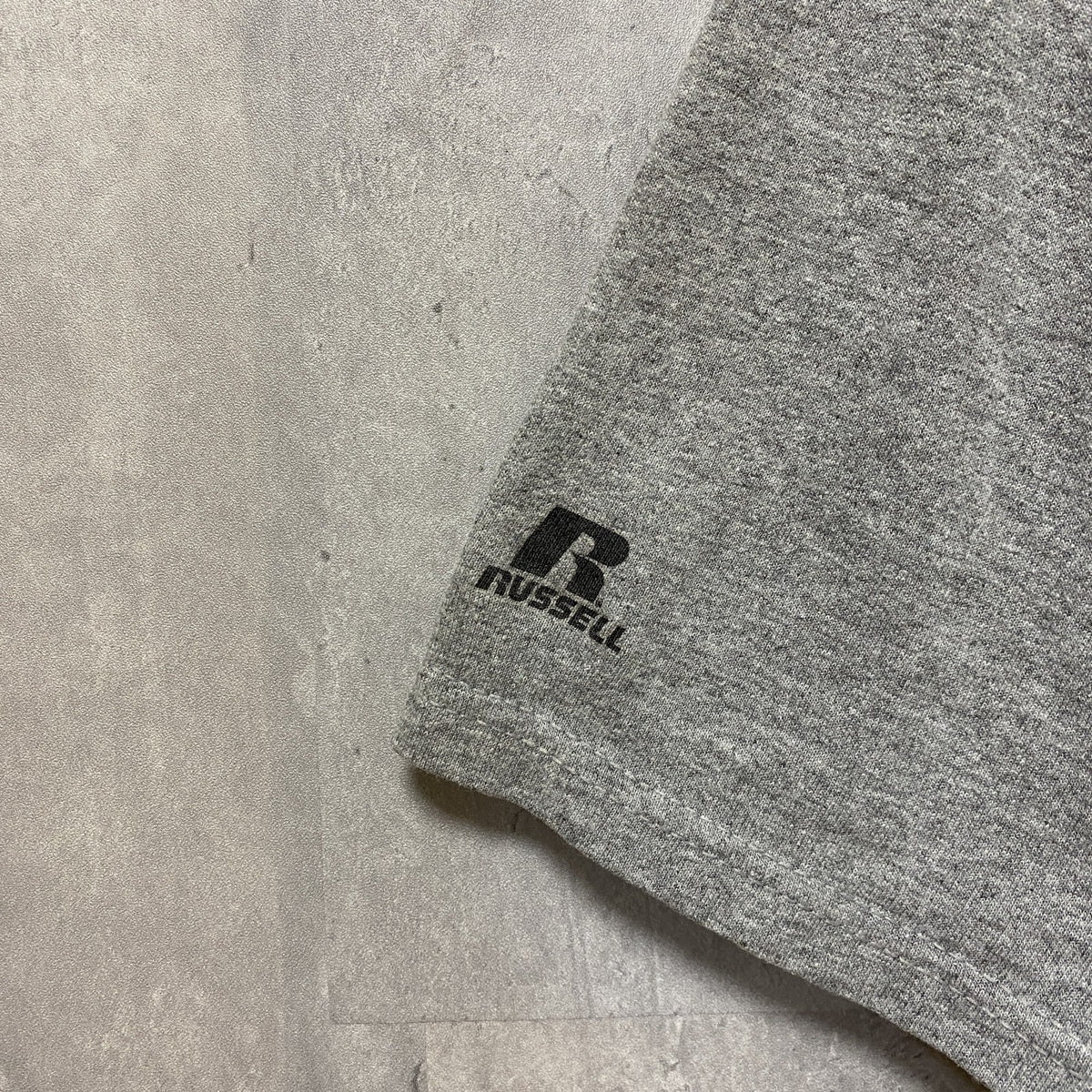 RUSSELL　ラッセル　アメフト　半袖カレッジプリントTシャツ　スポーツ　グレー　灰色　レトロ　Mサイズ　古着