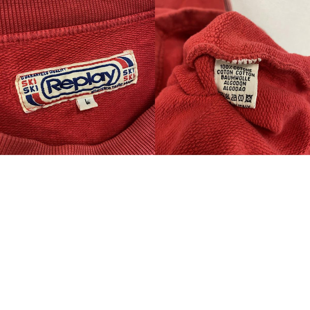 90s～　REPLAY　リプレイ　スウェット/トレーナー　ヴィンテージ　赤　レッド　Lサイズ　古着