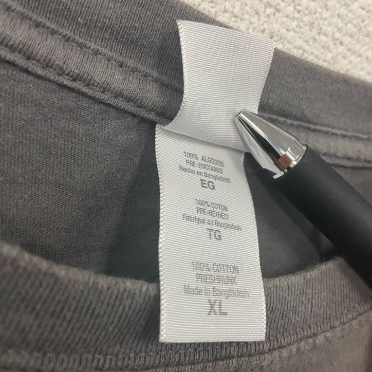 GILDAN　半袖プリントTシャツ　心臓　キツツキ　灰色　ダークグレー　XLサイズ　　　古着