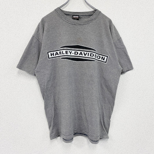 HARLEY DAVIDSON　ハーレーダビッドソン　半袖ボーダーTシャツ　グレー　Lサイズ