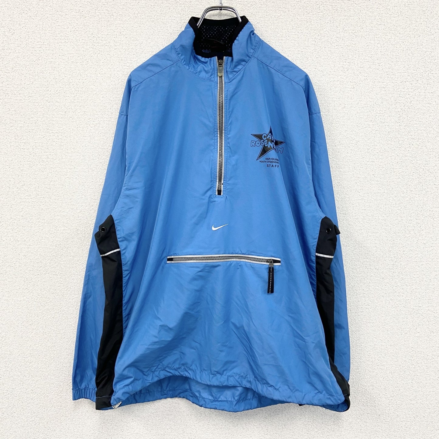 古着 used　NIKE　ナイキ　ハーフジップナイロンジャケット　水色　ライトブルー　Lサイズ