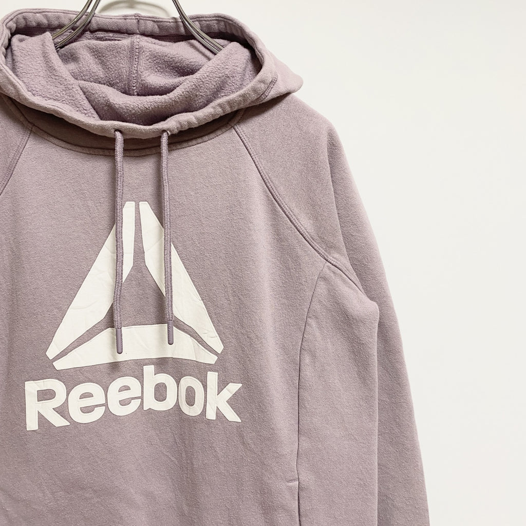 Reebok　リーボック　長袖フロントロゴプリントパーカー　薄紫　パープル　ピンク　秋冬服　Sサイズ　古着
