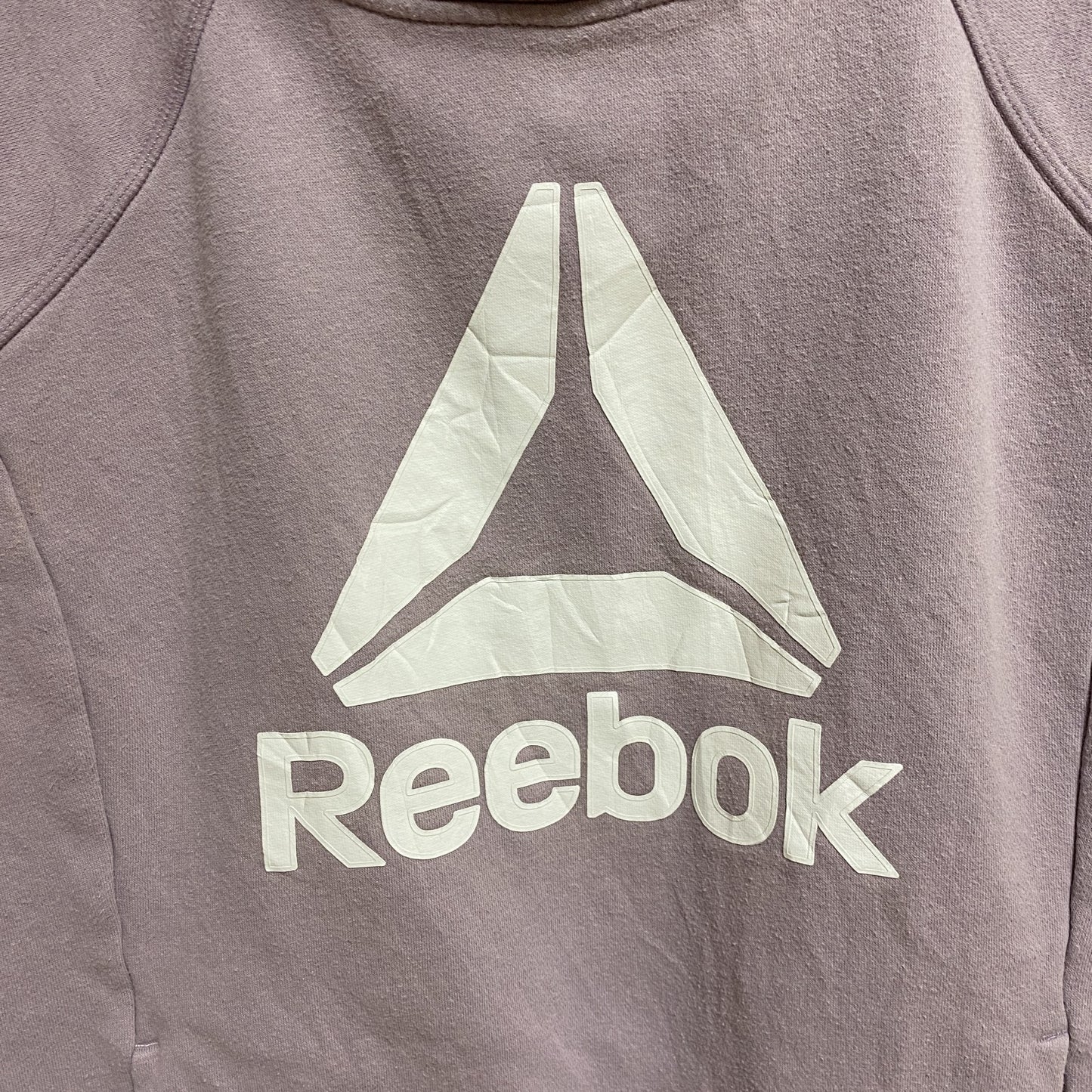 古着 used　Reebok　リーボック　長袖フロントロゴプリントパーカー　薄紫　パープル　ピンク　秋冬服　Sサイズ