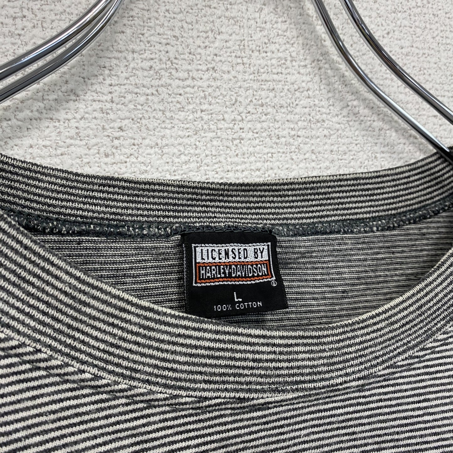 HARLEY DAVIDSON　ハーレーダビッドソン　半袖ボーダーTシャツ　グレー　Lサイズ