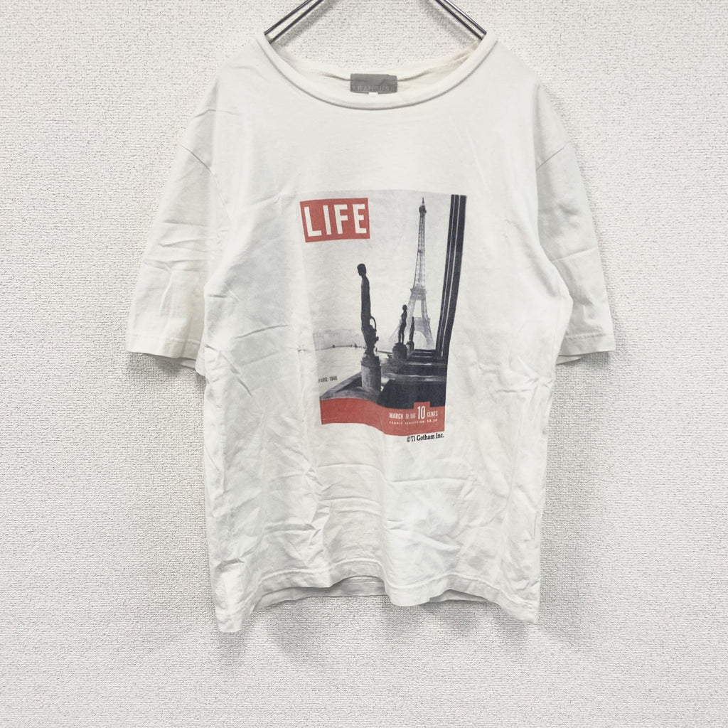 ABAHOUSE　アバハウス　半袖プリントTシャツ　エッフェル塔　トロカデロ広場　白　ホワイト　Mサイズ　　　古着