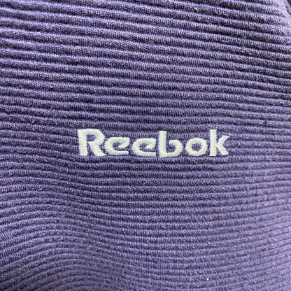 古着 used　Reebok　長袖Vネックスウェット　トレーナー　ワンポイントロゴ刺繍　ネイビー　ビッグシルエット　XLサイズ