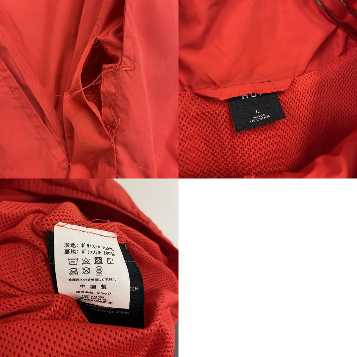 HUF　ハフ　ハーフジッププルオーバージャケット　デカロゴ　赤　レッド　Lサイズ　古着